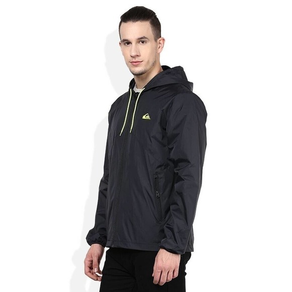 Quiksilver Everyday Windbreaker Jacket Mens M Medium Black Mesh Lined Full Zip - Picture 2 of 9